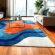 Handcrafted Blue Wave Abstract Living Room Rug